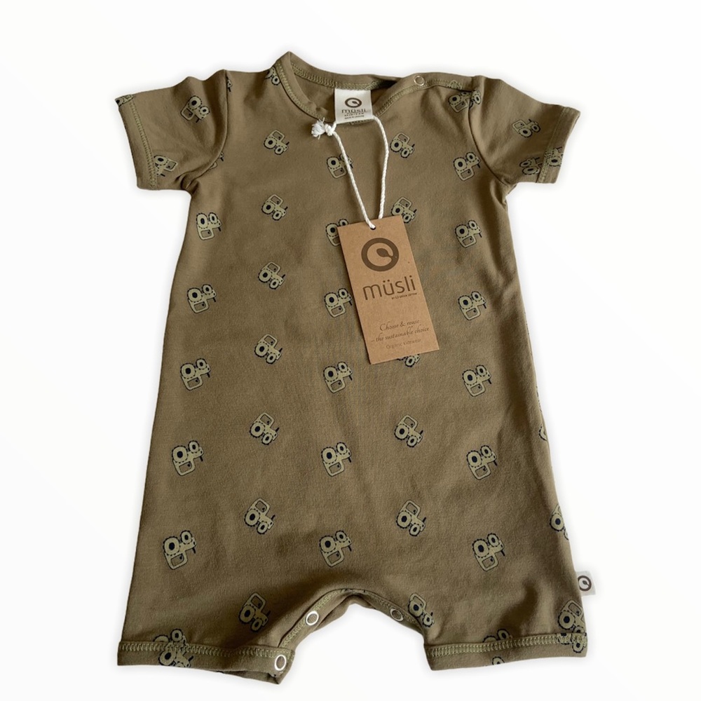 NWT Organic Tractor Print Romper (3/6 mos)